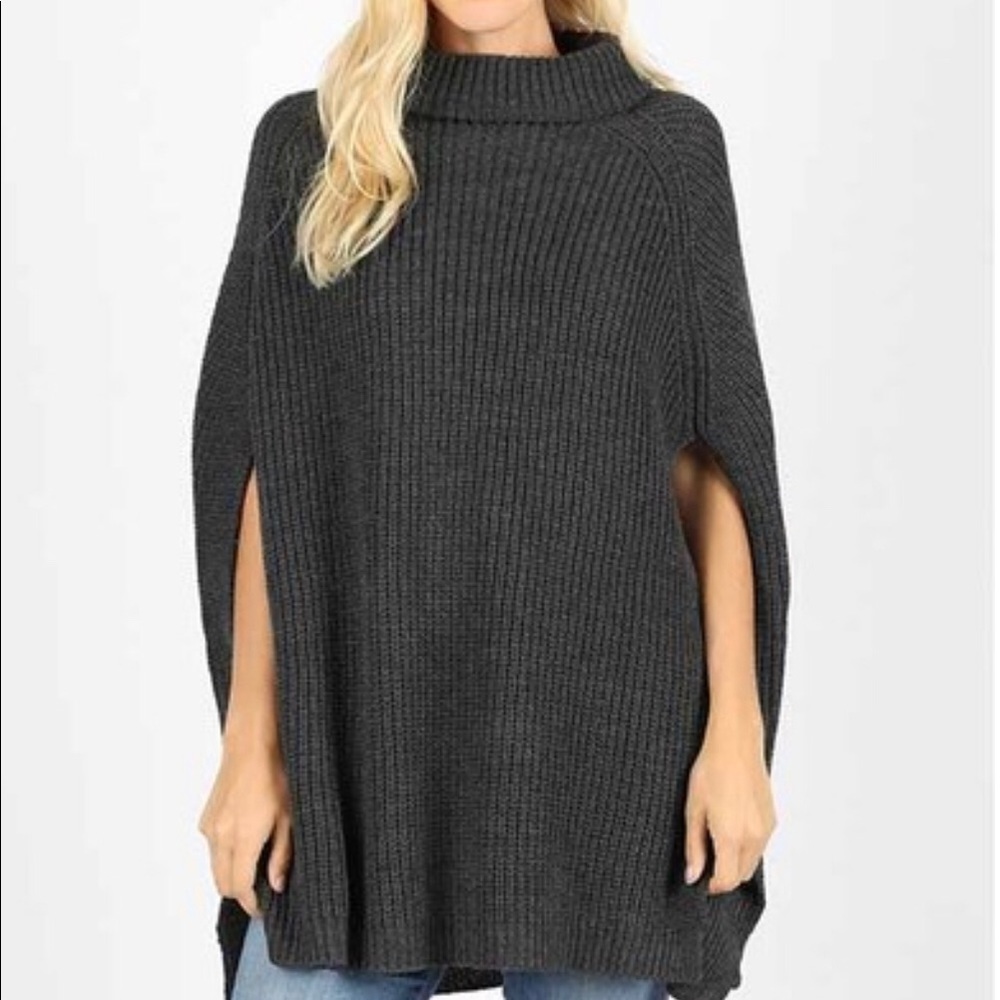 Grey Sweater Poncho
